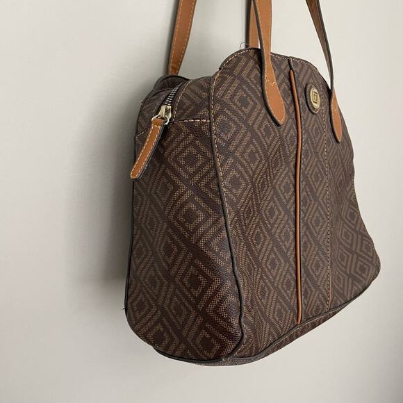 Liz Clayborne Geometric Brown Medium Envelope Handbag Shoulder Purse with Straps - Picture 13 of 13